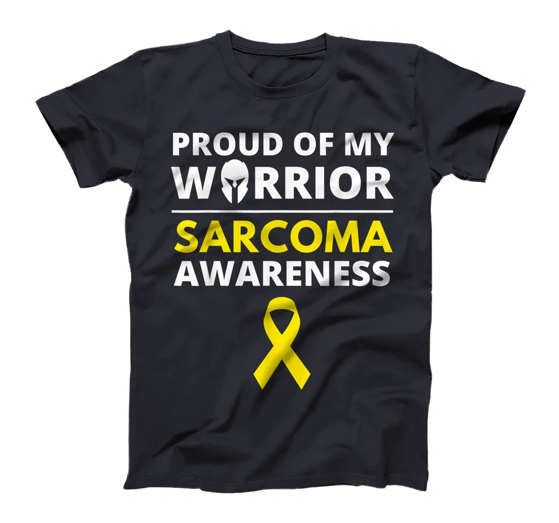 Proud of My Warrior Sarcoma Cancer Awareness Yellow Ribbon T-Shirt