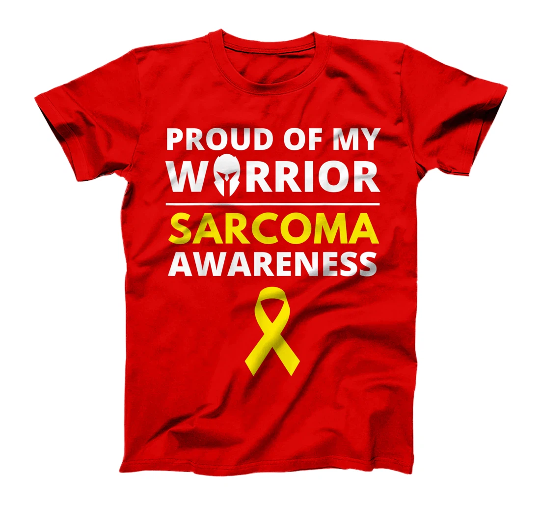Proud of My Warrior Sarcoma Cancer Awareness Yellow Ribbon T-Shirt