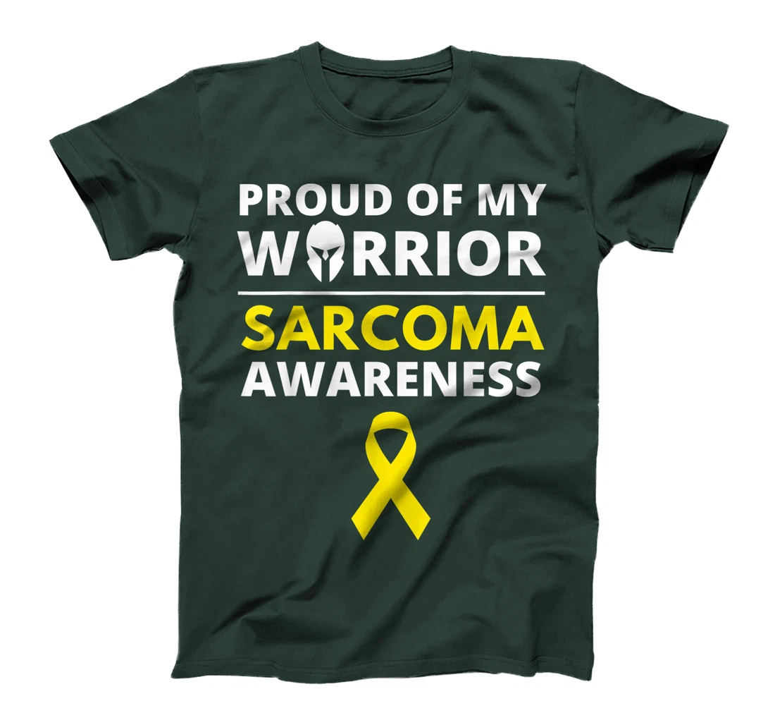 Proud of My Warrior Sarcoma Cancer Awareness Yellow Ribbon T-Shirt