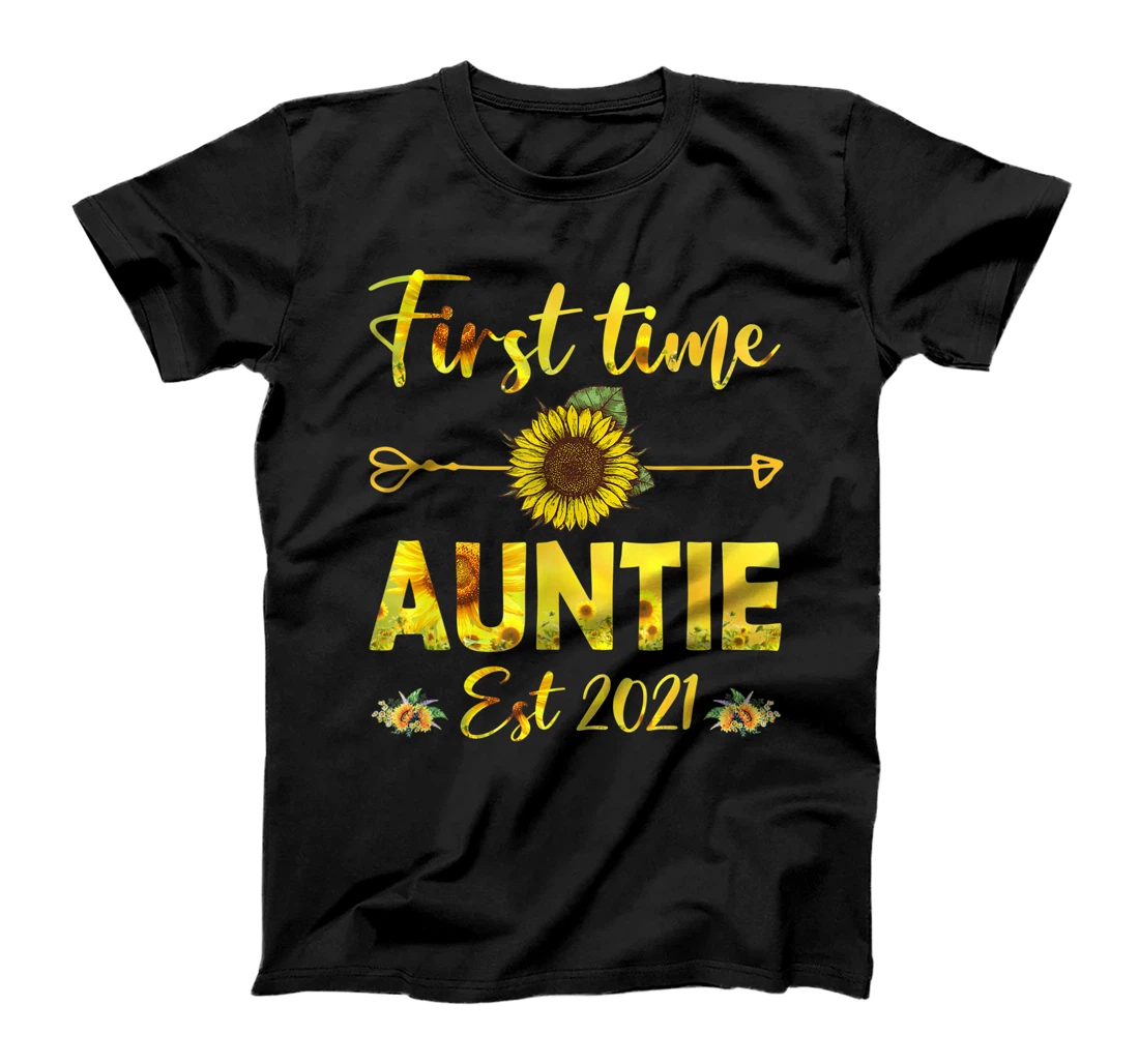 Promoted To Auntie Est 2021-First Time Grandma Sunflower T-Shirt