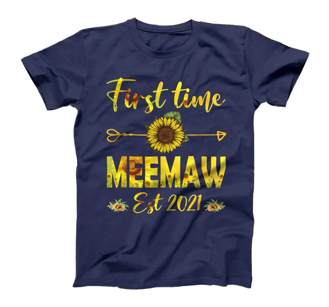 Promoted To Meemaw Est 2021-First Time Grandma Sunflower T-Shirt