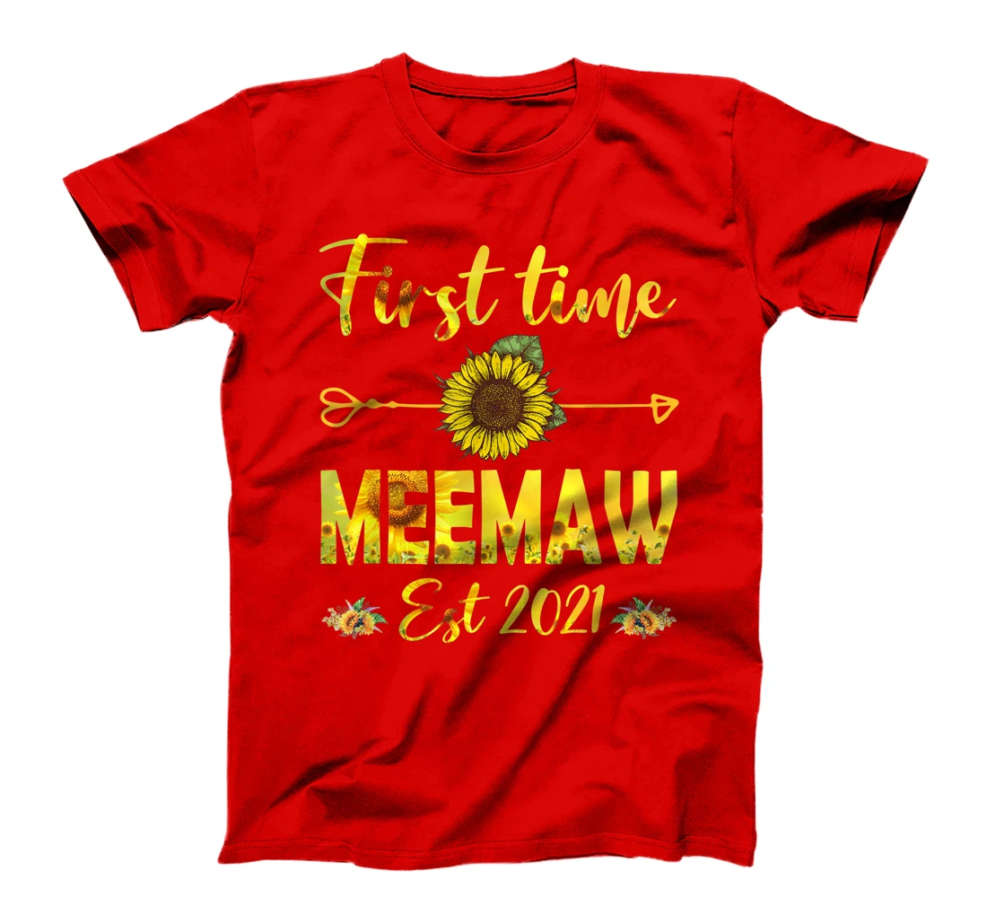 Promoted To Meemaw Est 2021-First Time Grandma Sunflower T-Shirt