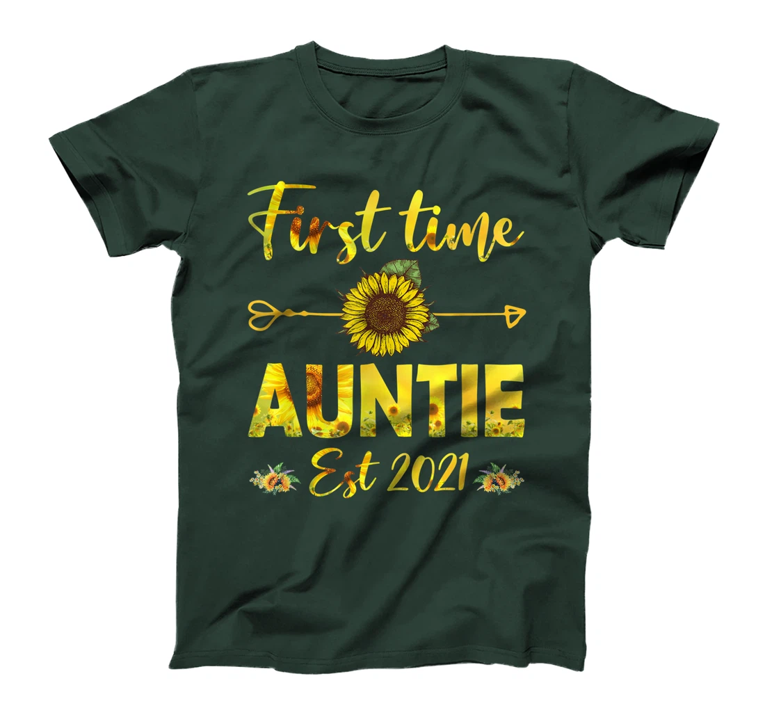 Promoted To Auntie Est 2021-First Time Grandma Sunflower T-Shirt