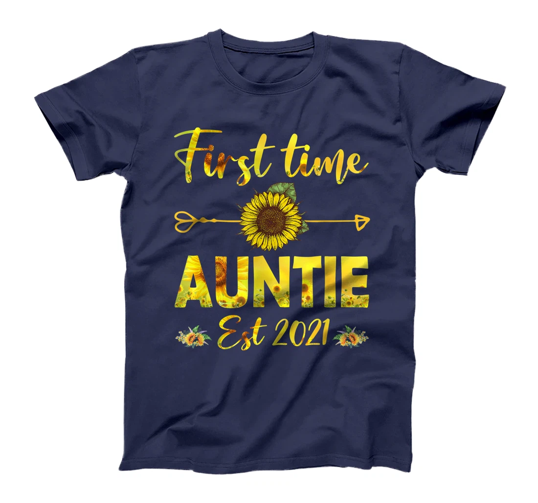 Promoted To Auntie Est 2021-First Time Grandma Sunflower T-Shirt