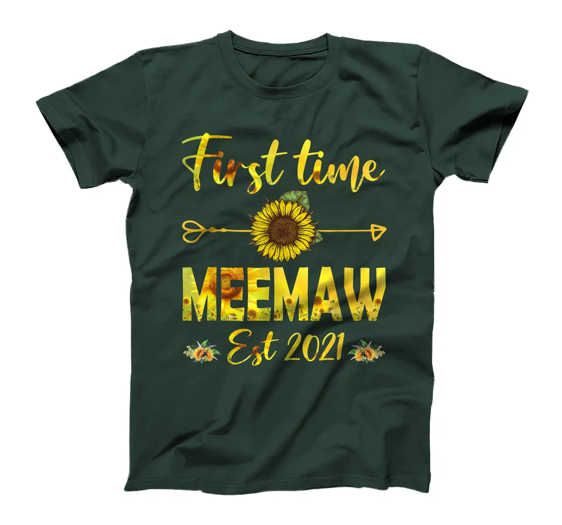 Promoted To Meemaw Est 2021-First Time Grandma Sunflower T-Shirt