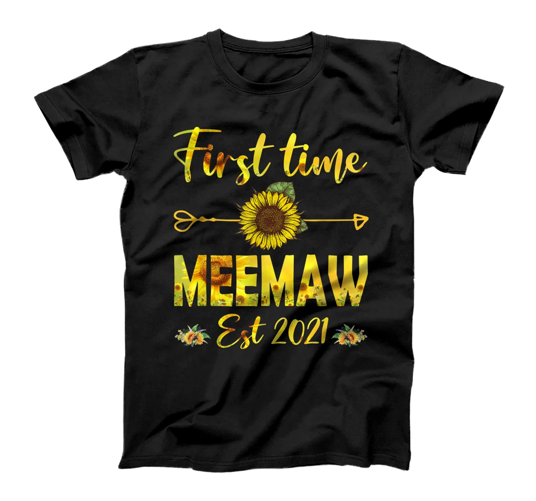 Promoted To Meemaw Est 2021-First Time Grandma Sunflower T-Shirt