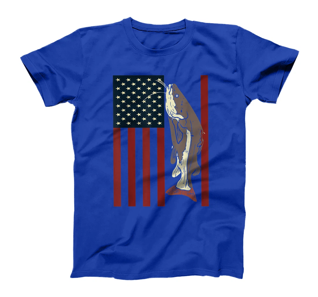 Catfish Fishing Fish Patriotic Catfishing American Flag T-Shirt