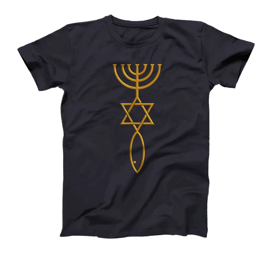Messianic Christian Menorah Star of David Fish seal T-Shirt