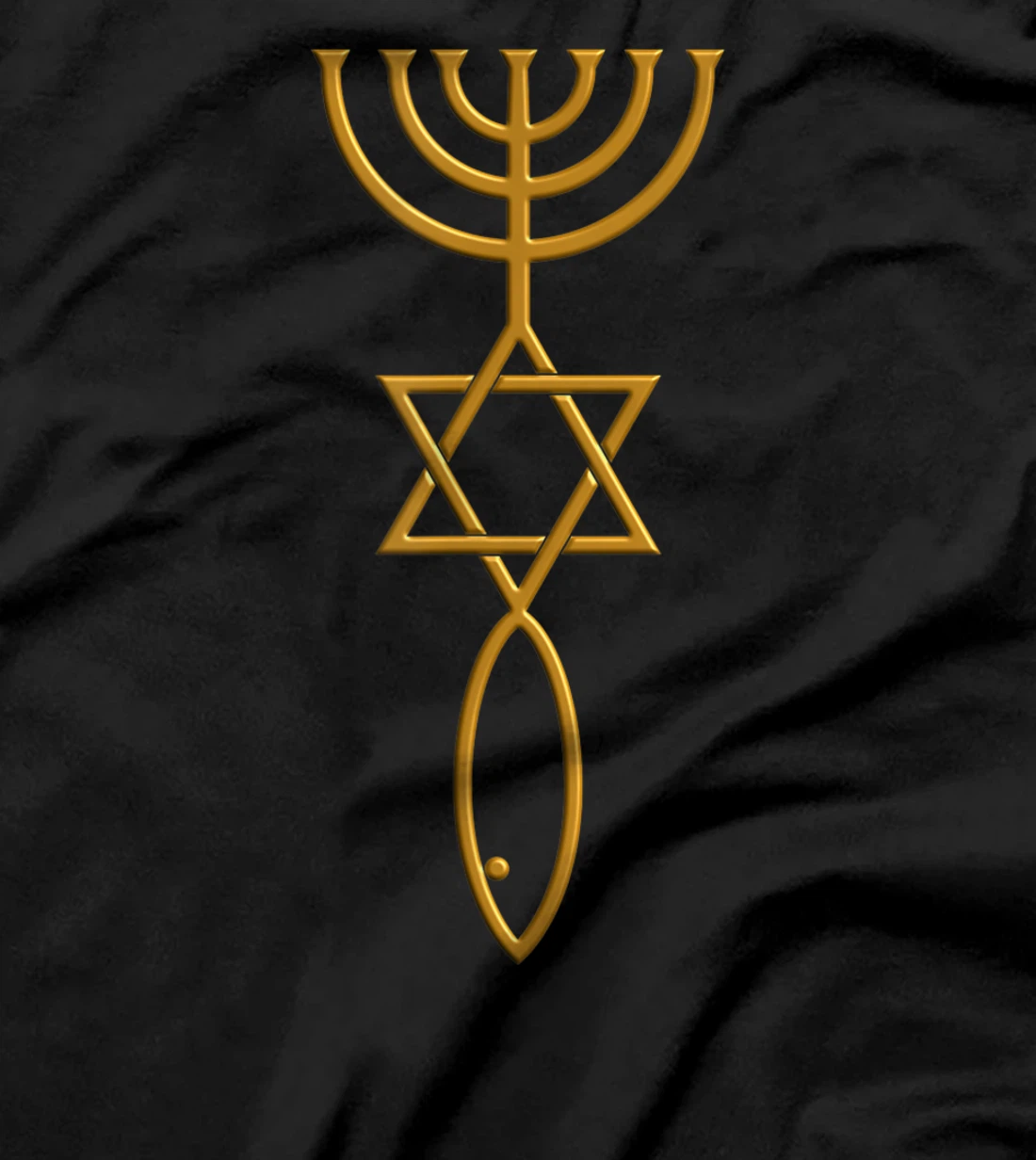Messianic Christian Menorah Star of David Fish seal T-Shirt
