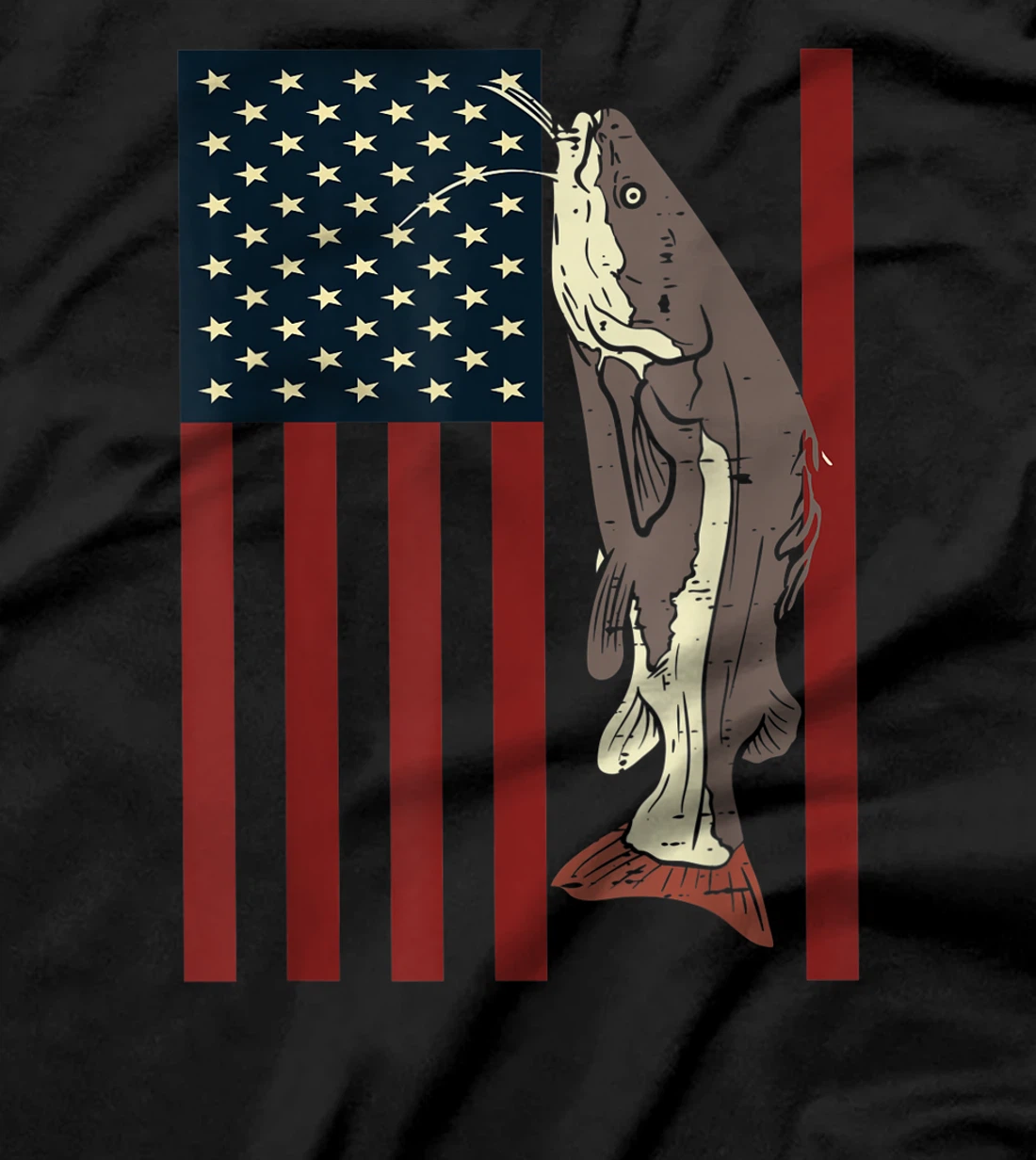 Catfish Fishing Fish Patriotic Catfishing American Flag T-Shirt