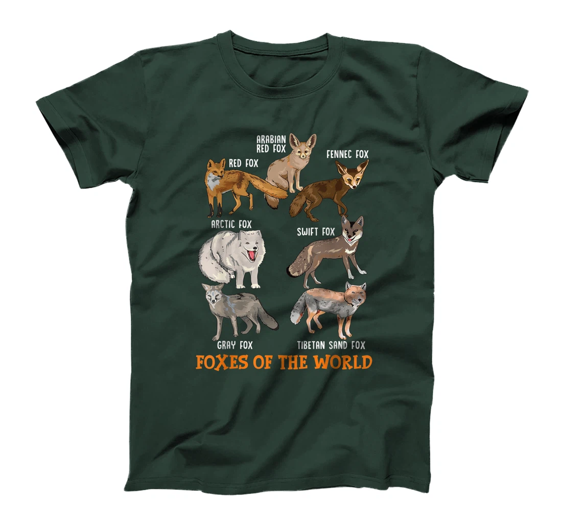 Foxes Of The World Funny Fox Stuff Animals Educational Tee T-Shirt