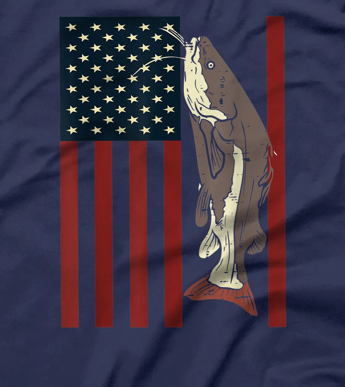 Catfish Fishing Fish Patriotic Catfishing American Flag T-Shirt