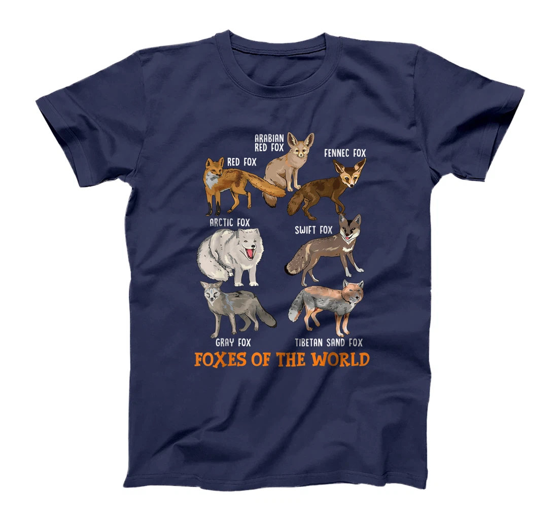 Foxes Of The World Funny Fox Stuff Animals Educational Tee T-Shirt