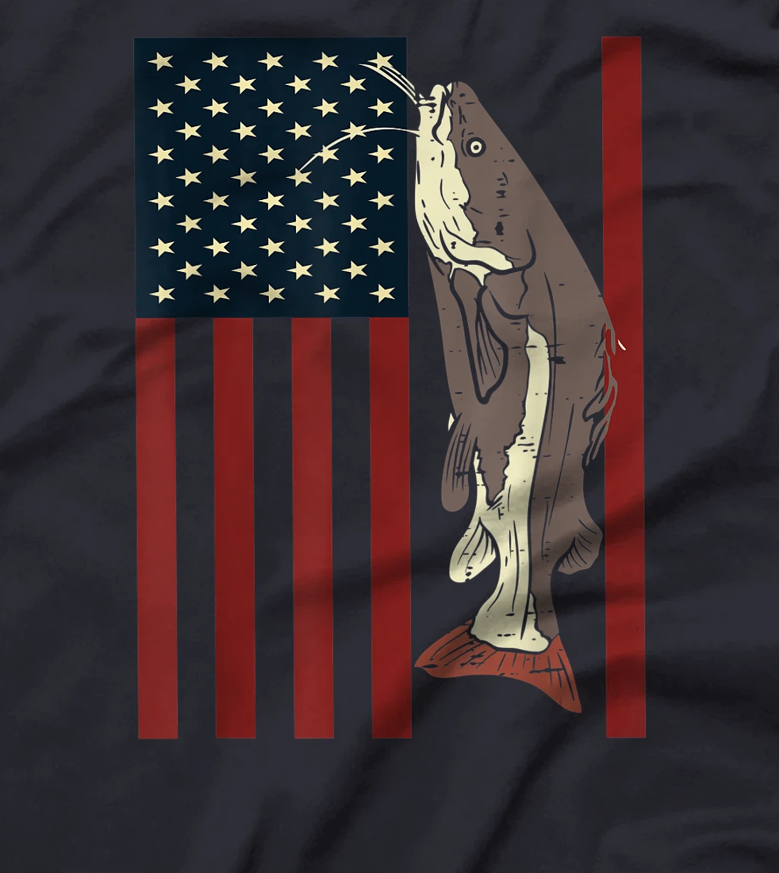 Catfish Fishing Fish Patriotic Catfishing American Flag T-Shirt