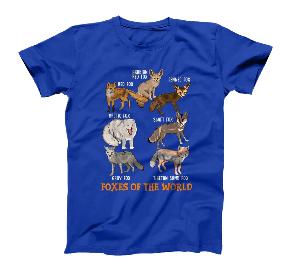 Foxes Of The World Funny Fox Stuff Animals Educational Tee T-Shirt