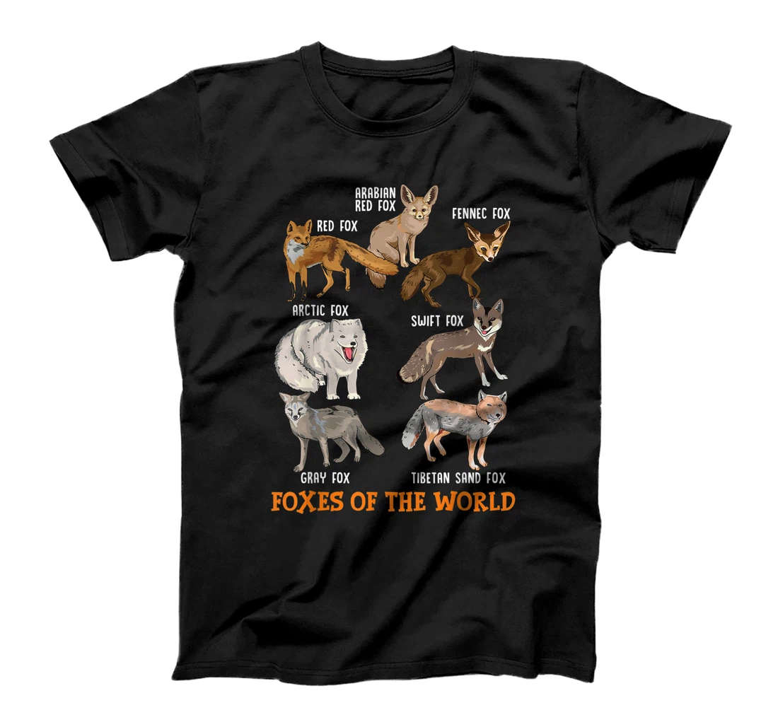 Foxes Of The World Funny Fox Stuff Animals Educational Tee T-Shirt