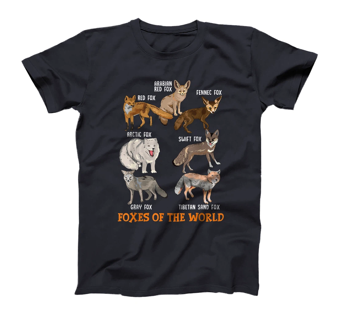 Foxes Of The World Funny Fox Stuff Animals Educational Tee T-Shirt
