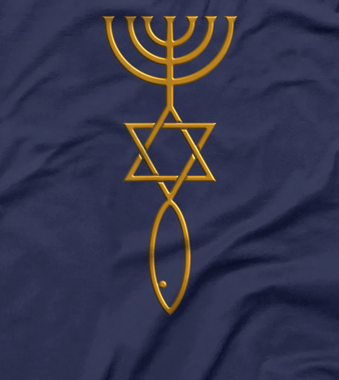 Messianic Christian Menorah Star of David Fish seal T-Shirt