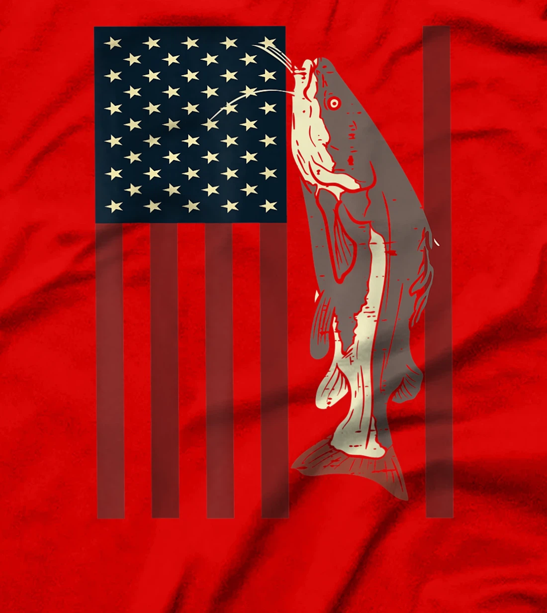 Catfish Fishing Fish Patriotic Catfishing American Flag T-Shirt