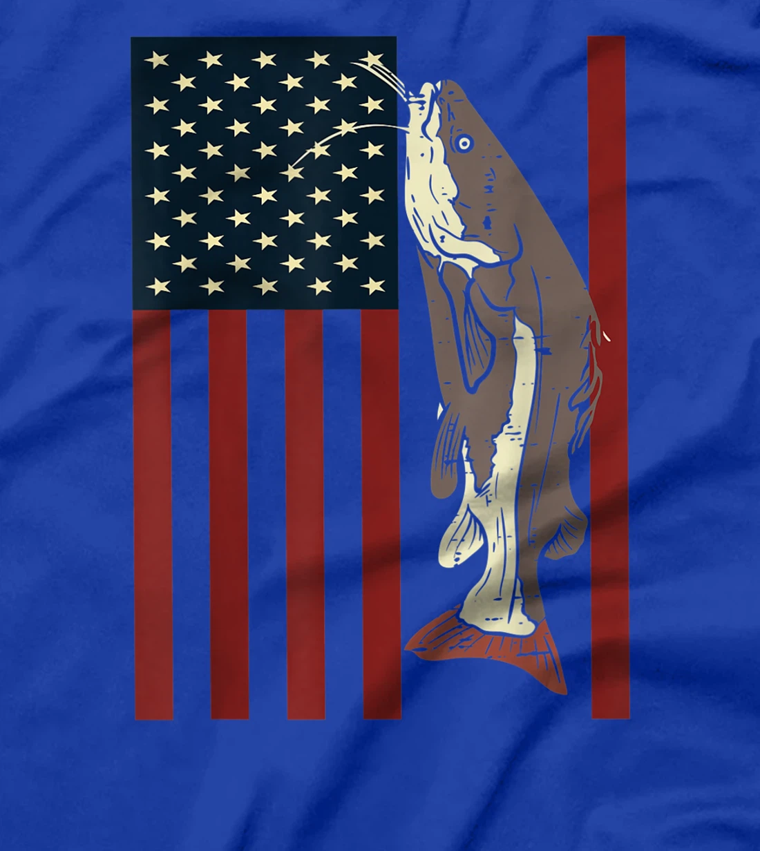 Catfish Fishing Fish Patriotic Catfishing American Flag T-Shirt