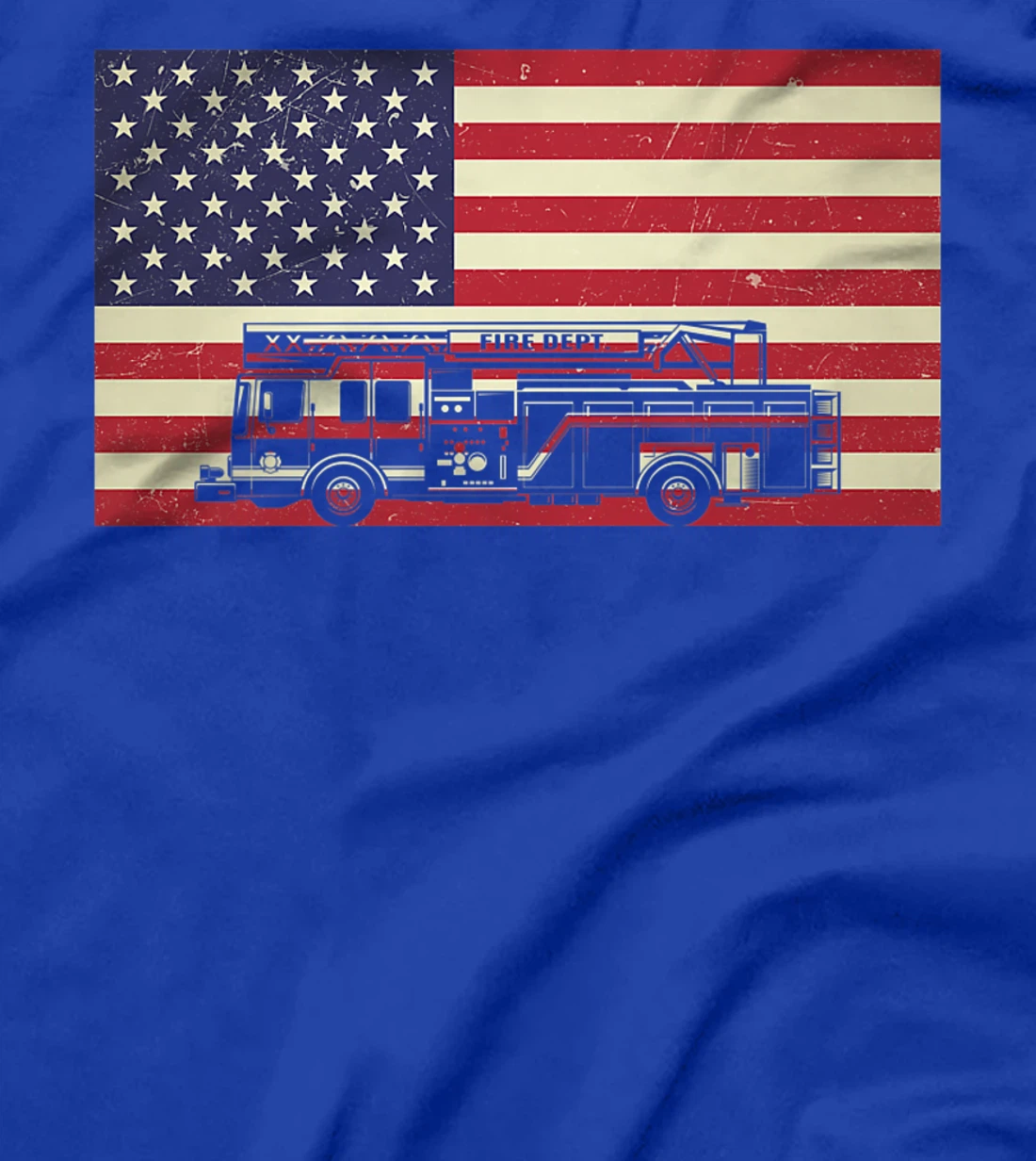 Patriotic Distressed Firefighter Fire Truck American Flag Premium T-Shirt