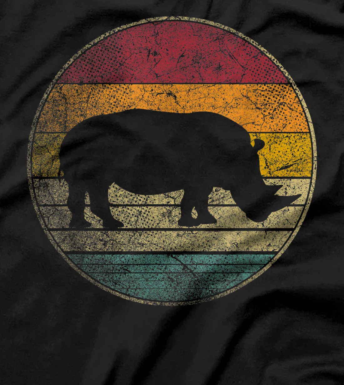 Rhino Rhinoceros Vintage Distressed Retro Style 70s 80s T-Shirt