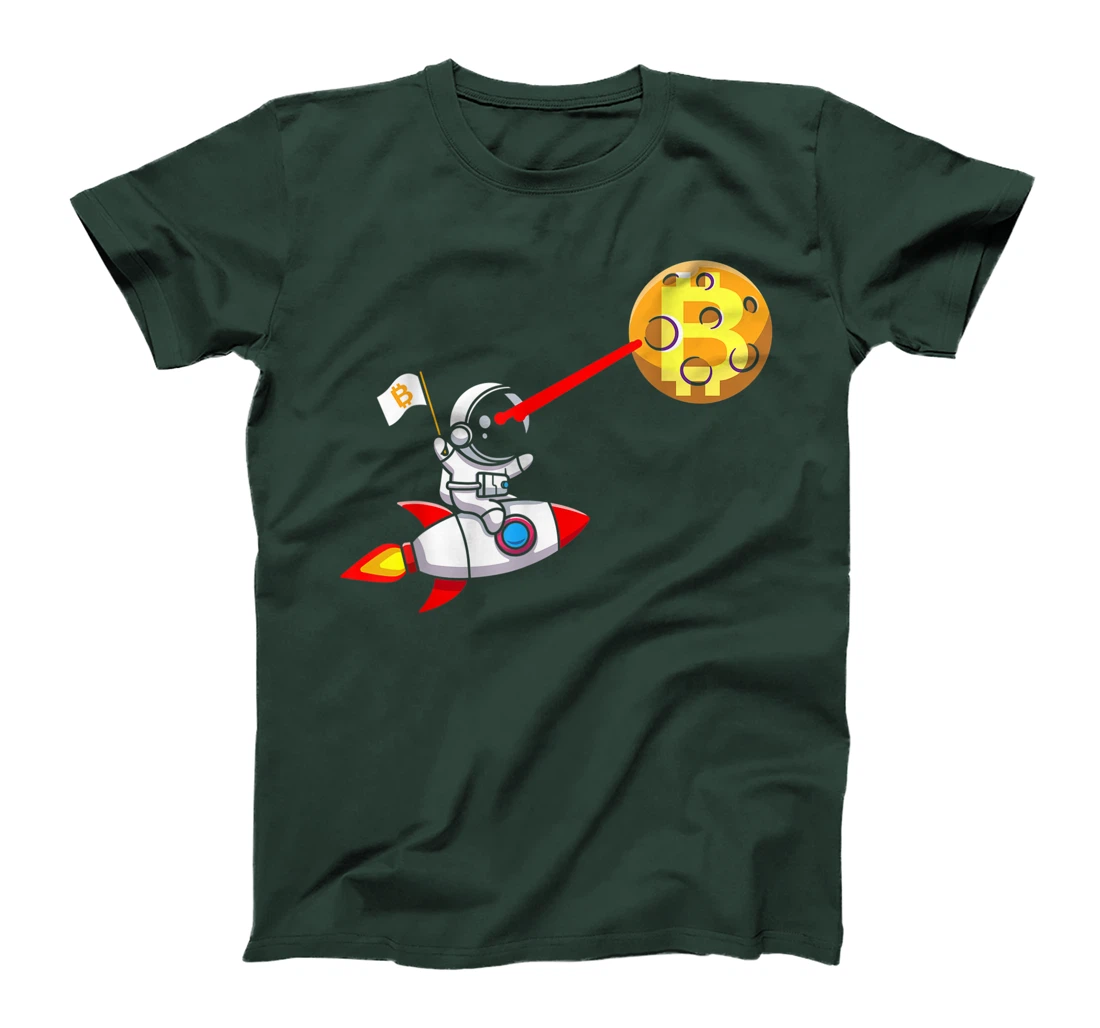 Bitcoin Rocket Spaceship Astronaut Moon Cryptocurrency BTC T-Shirt