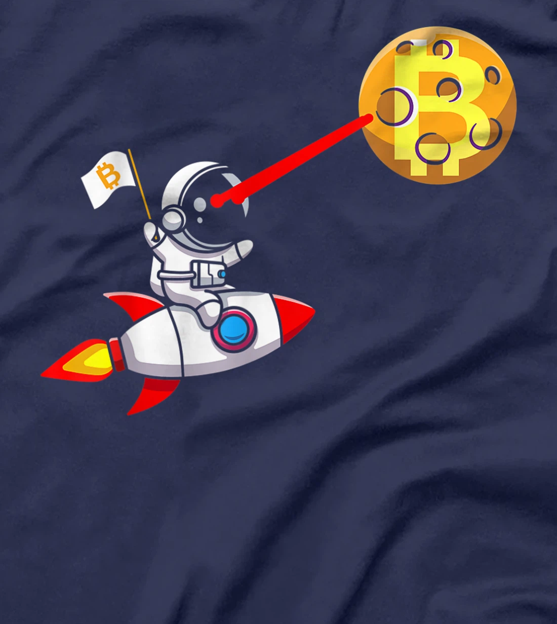 Bitcoin Rocket Spaceship Astronaut Moon Cryptocurrency BTC T-Shirt