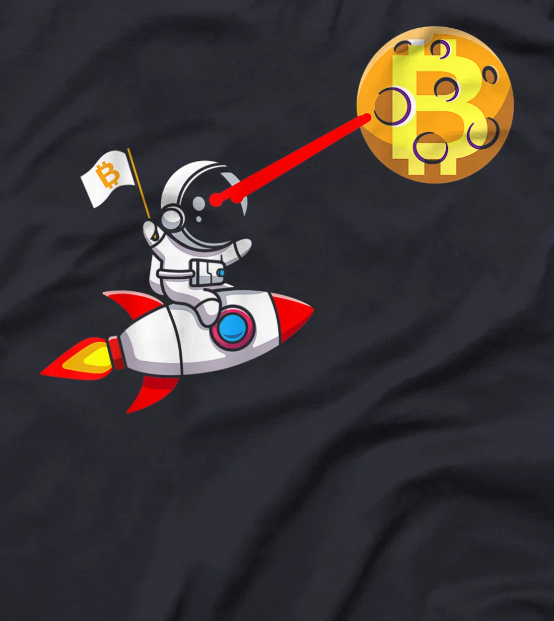 Bitcoin Rocket Spaceship Astronaut Moon Cryptocurrency BTC T-Shirt