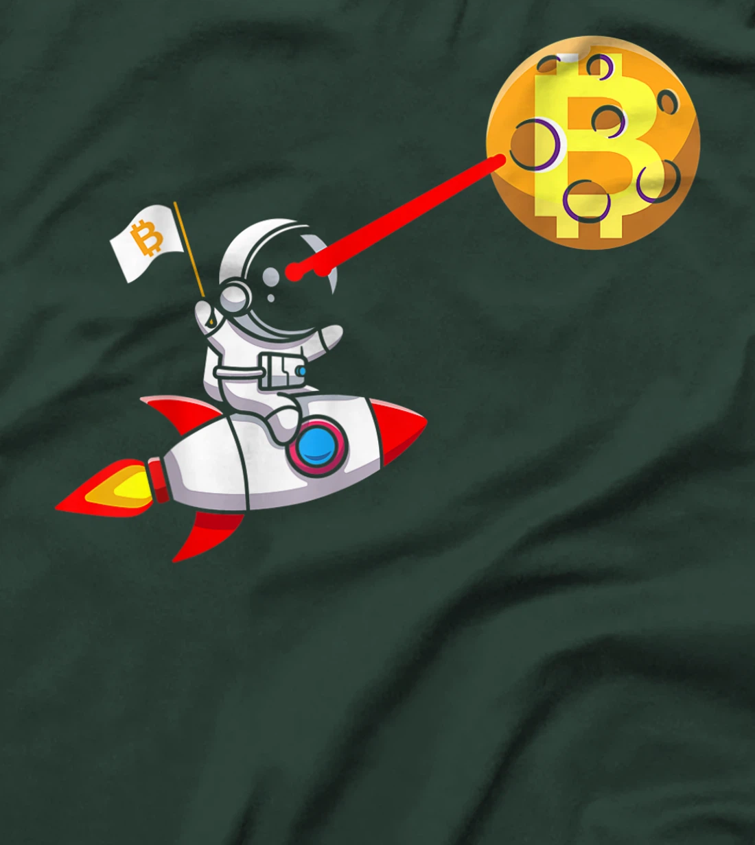 Bitcoin Rocket Spaceship Astronaut Moon Cryptocurrency BTC T-Shirt