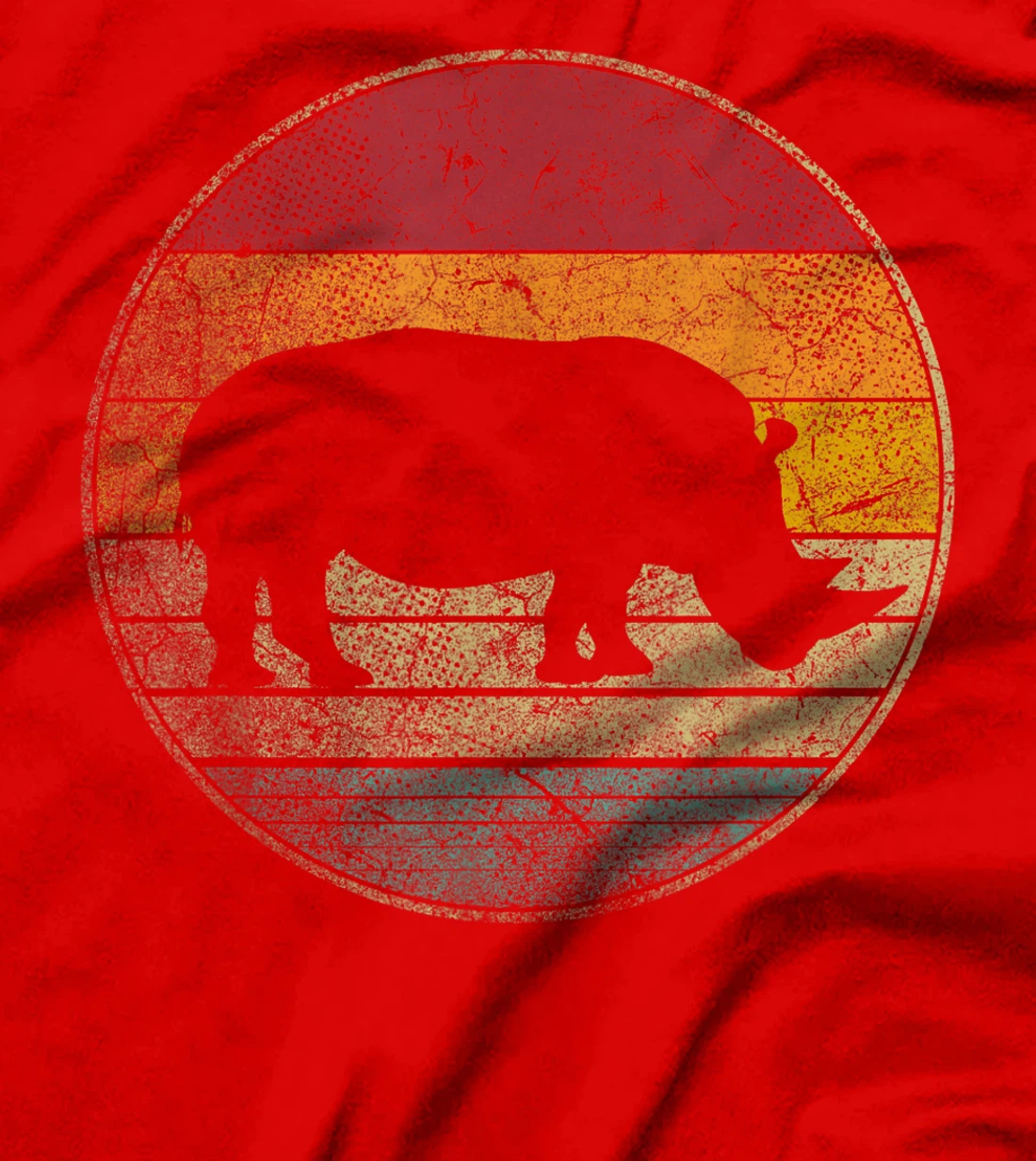 Rhino Rhinoceros Vintage Distressed Retro Style 70s 80s T-Shirt