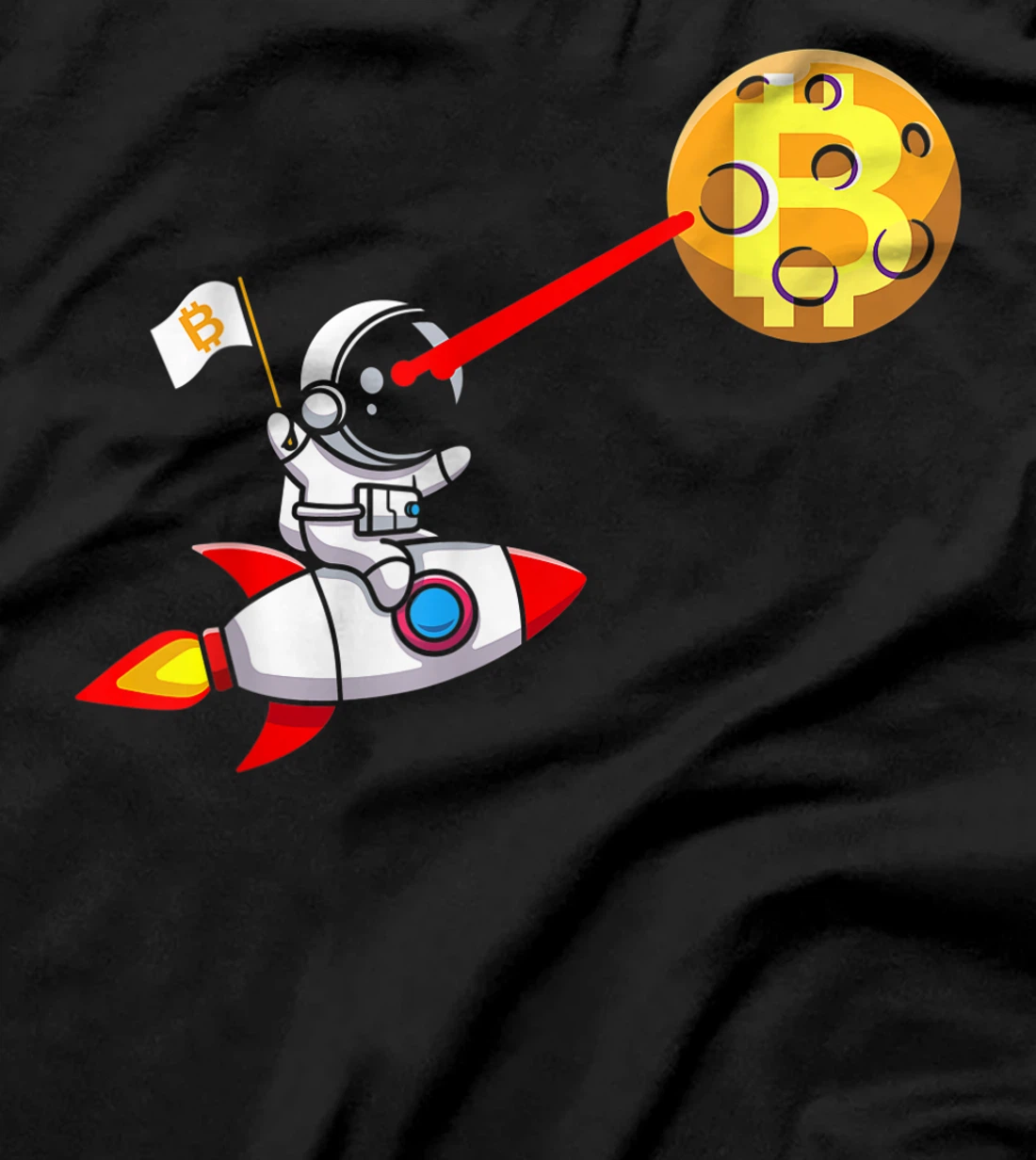 Bitcoin Rocket Spaceship Astronaut Moon Cryptocurrency BTC T-Shirt