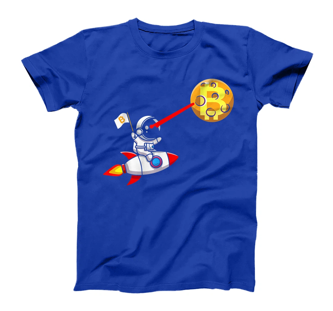 Bitcoin Rocket Spaceship Astronaut Moon Cryptocurrency BTC T-Shirt