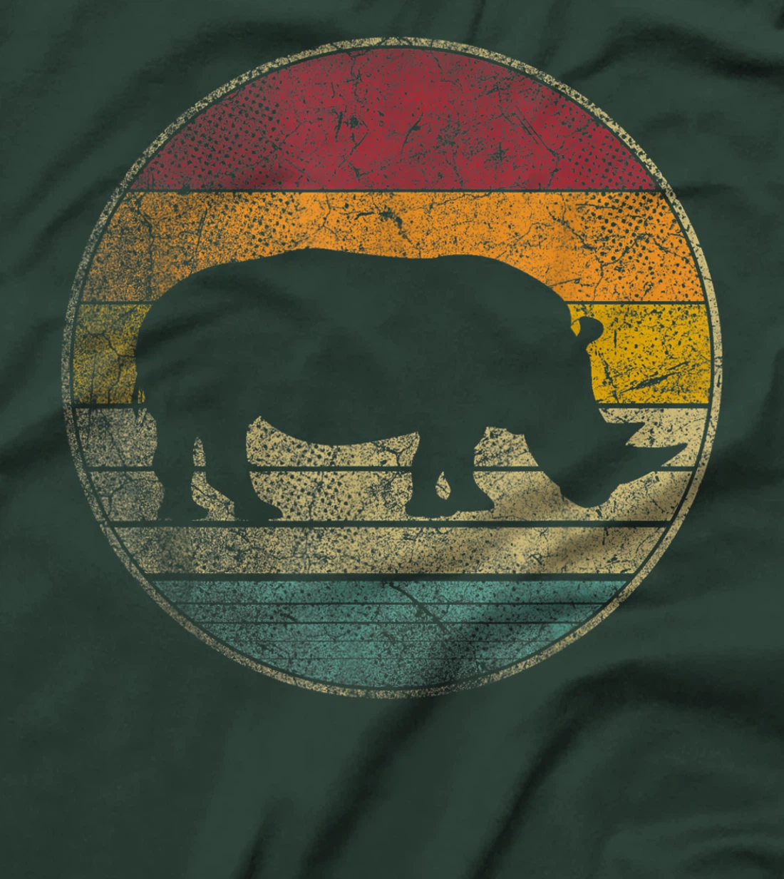 Rhino Rhinoceros Vintage Distressed Retro Style 70s 80s T-Shirt