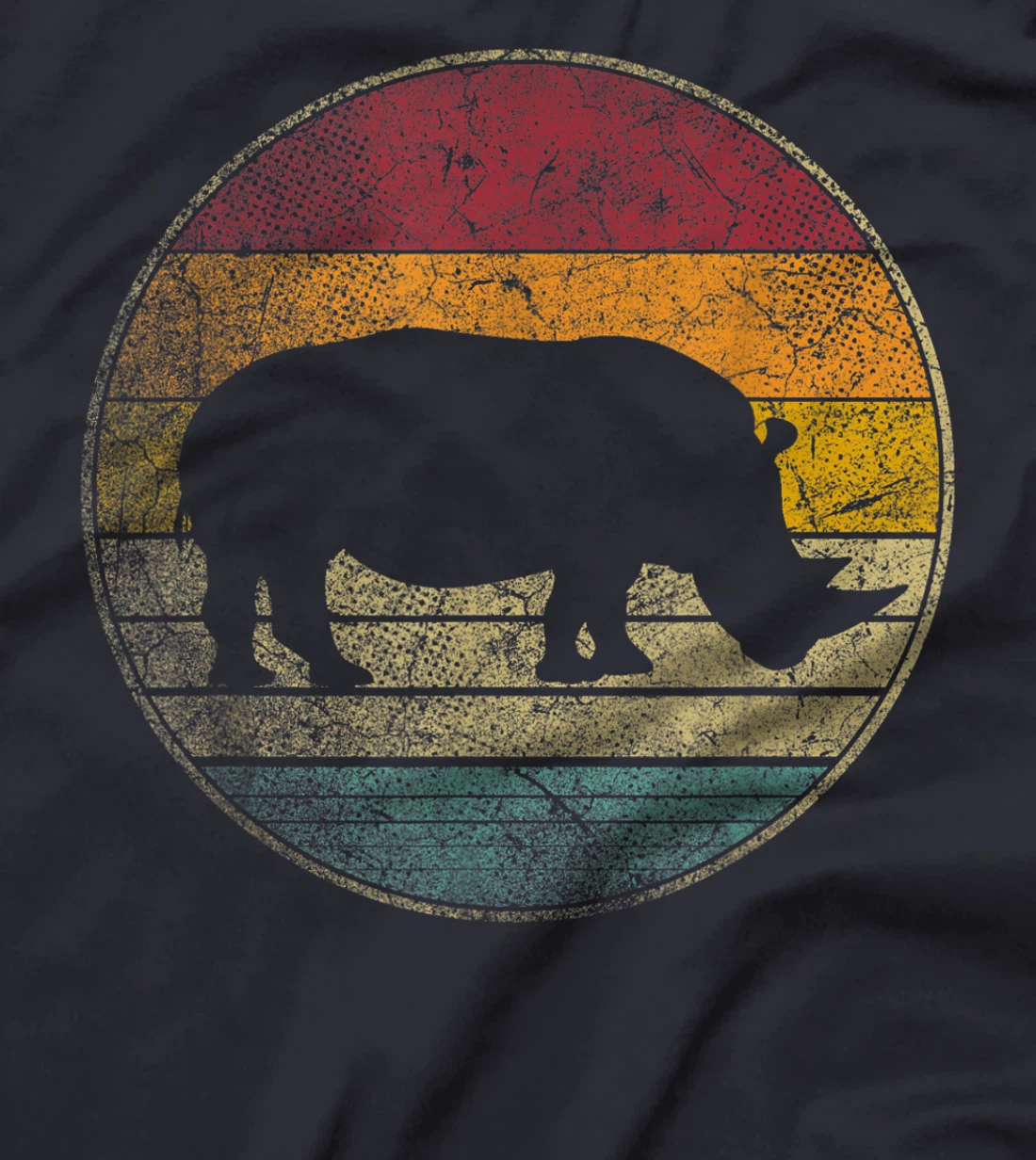 Rhino Rhinoceros Vintage Distressed Retro Style 70s 80s T-Shirt