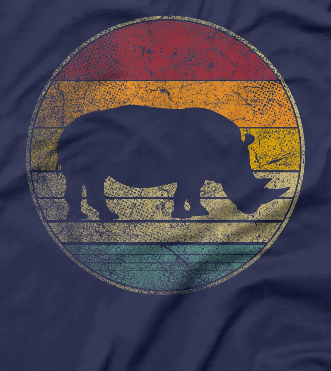 Rhino Rhinoceros Vintage Distressed Retro Style 70s 80s T-Shirt
