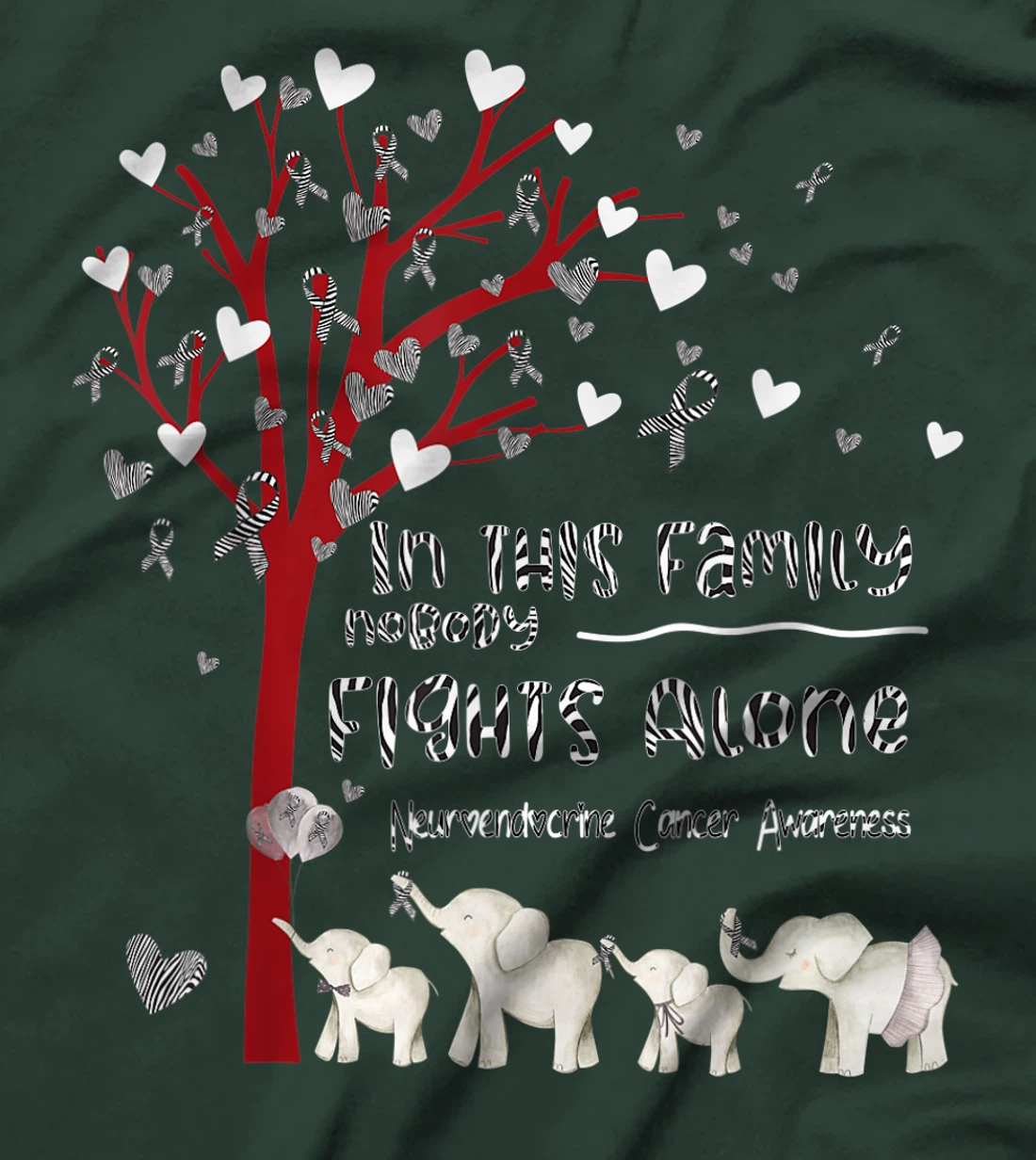In This Family Nobody Fights Alone Neuroendocrine Cancer T-Shirt