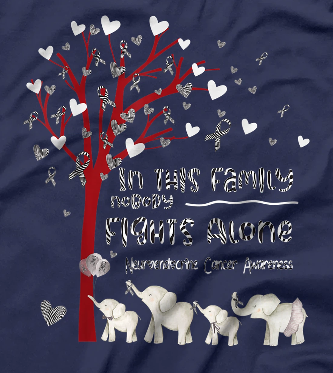 In This Family Nobody Fights Alone Neuroendocrine Cancer T-Shirt