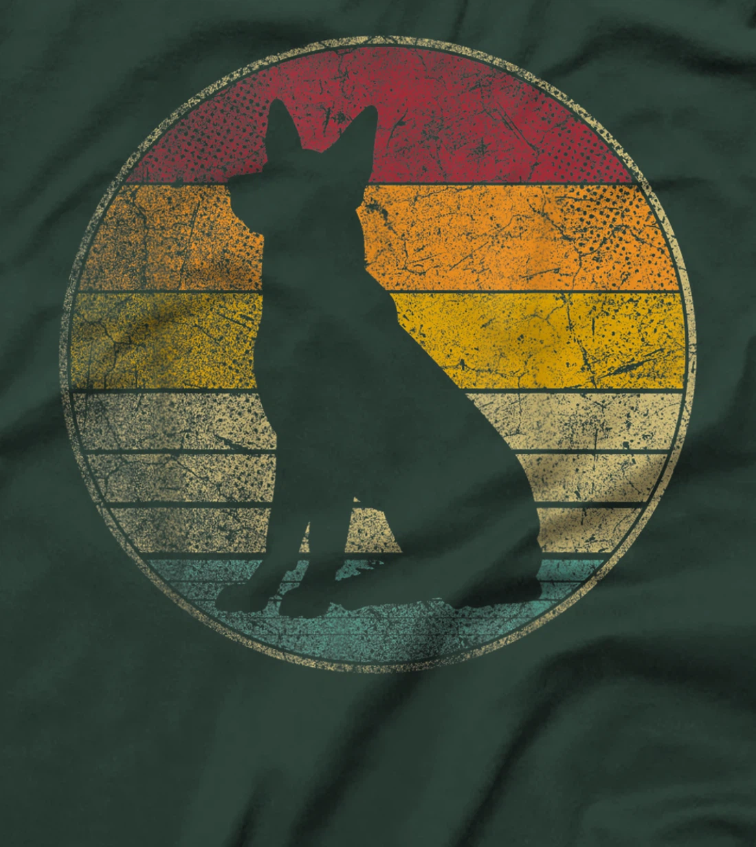 German Shepherd Dog Vintage Distressed Retro Silhouette 70s T-Shirt