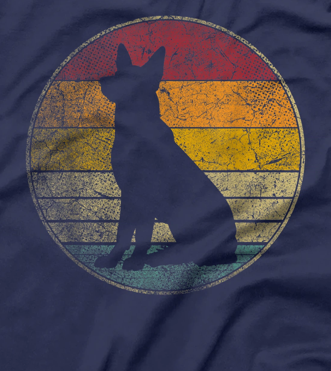 German Shepherd Dog Vintage Distressed Retro Silhouette 70s T-Shirt