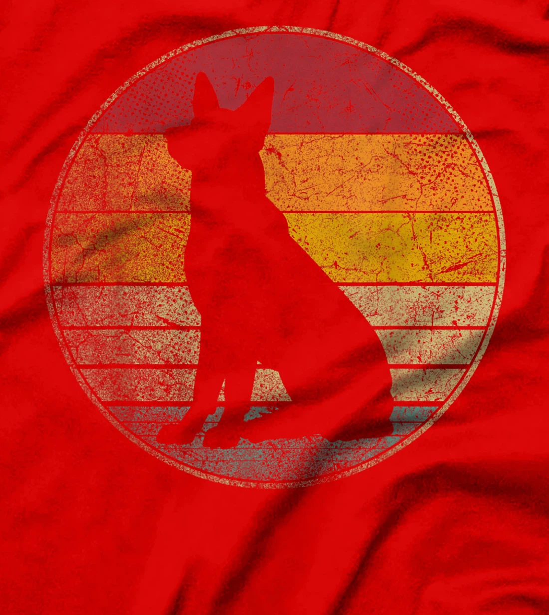German Shepherd Dog Vintage Distressed Retro Silhouette 70s T-Shirt