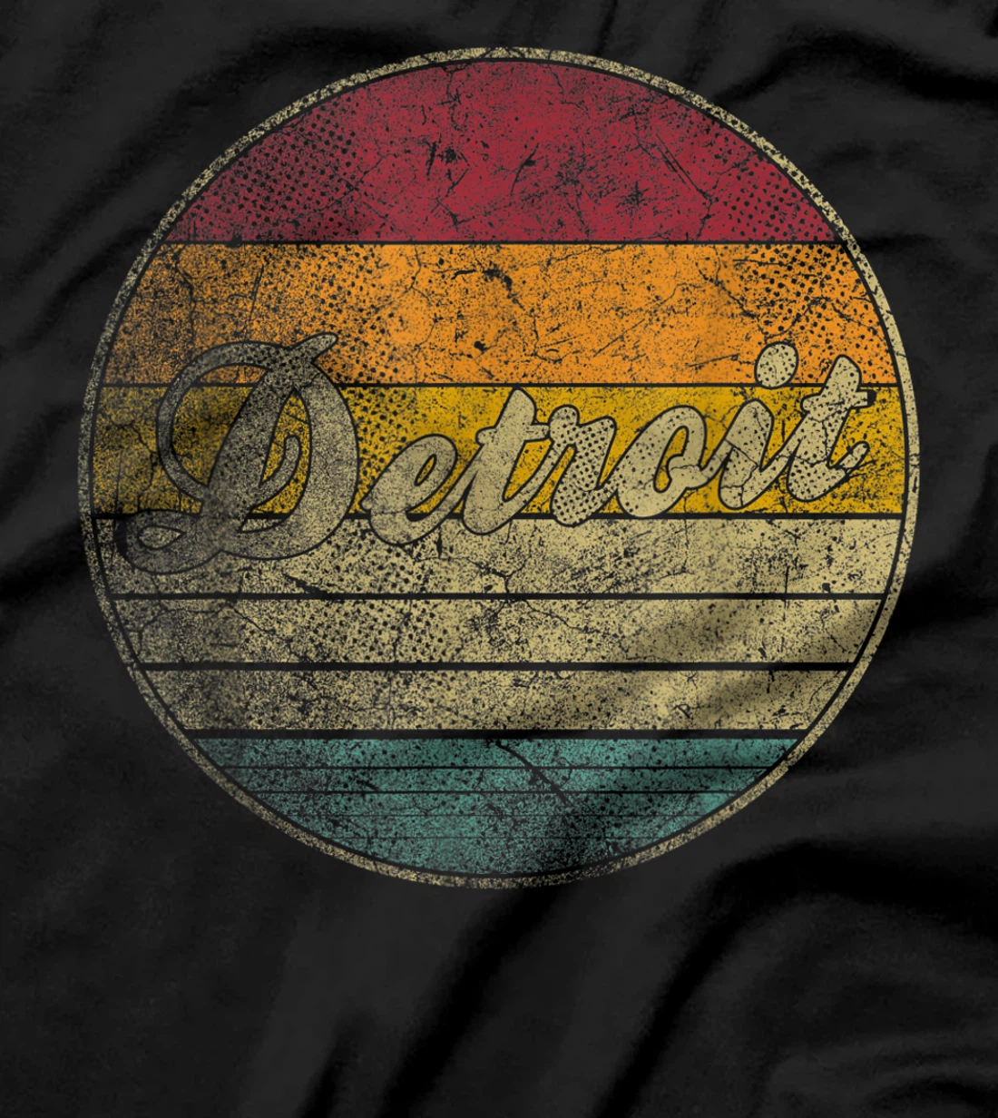Detroit Michigan Vintage Distressed Retro Silhouette 70s 80s T-Shirt
