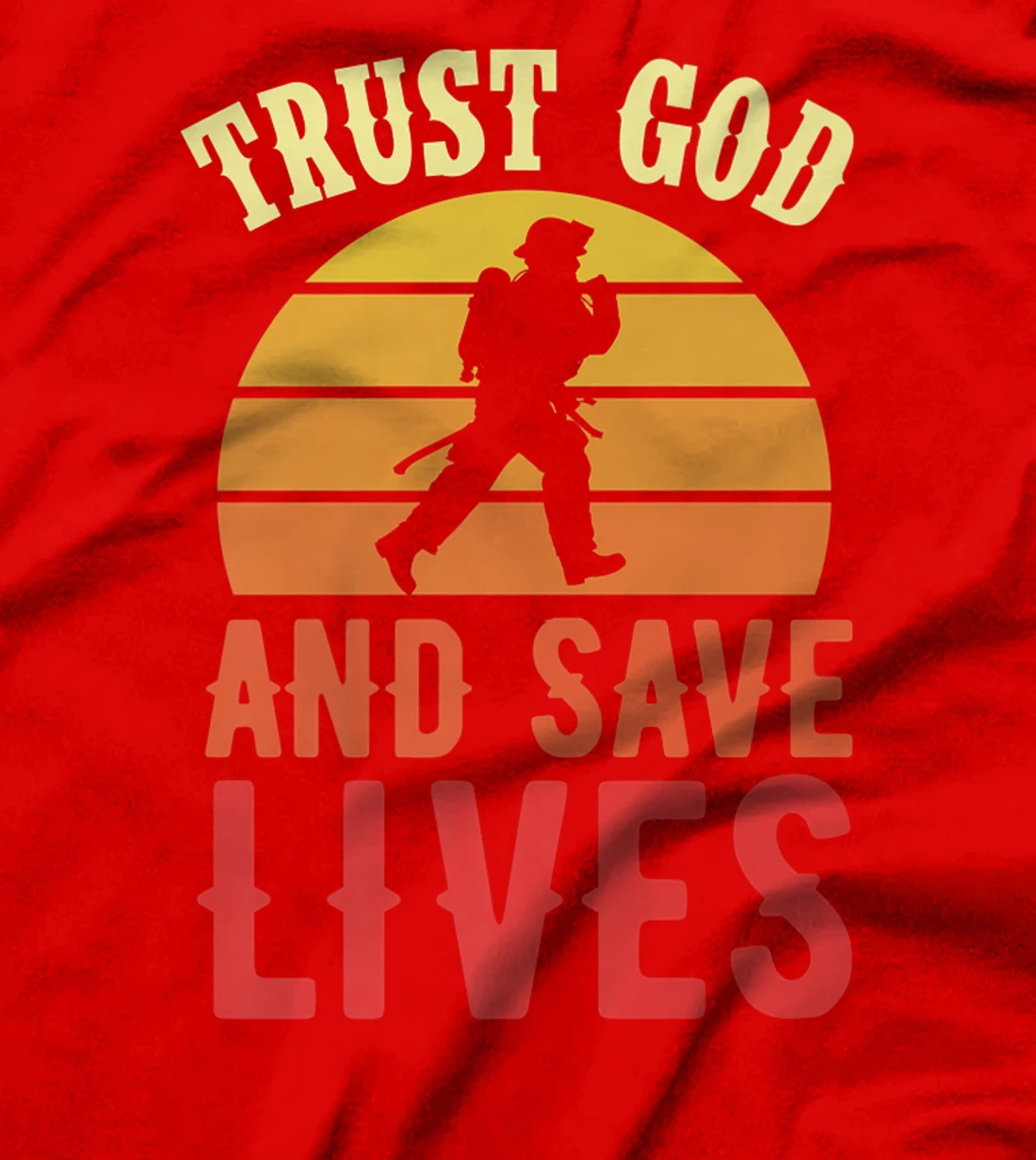 Trust God And Save Lives Retro Vintage Christian Firefighter Premium T-Shirt