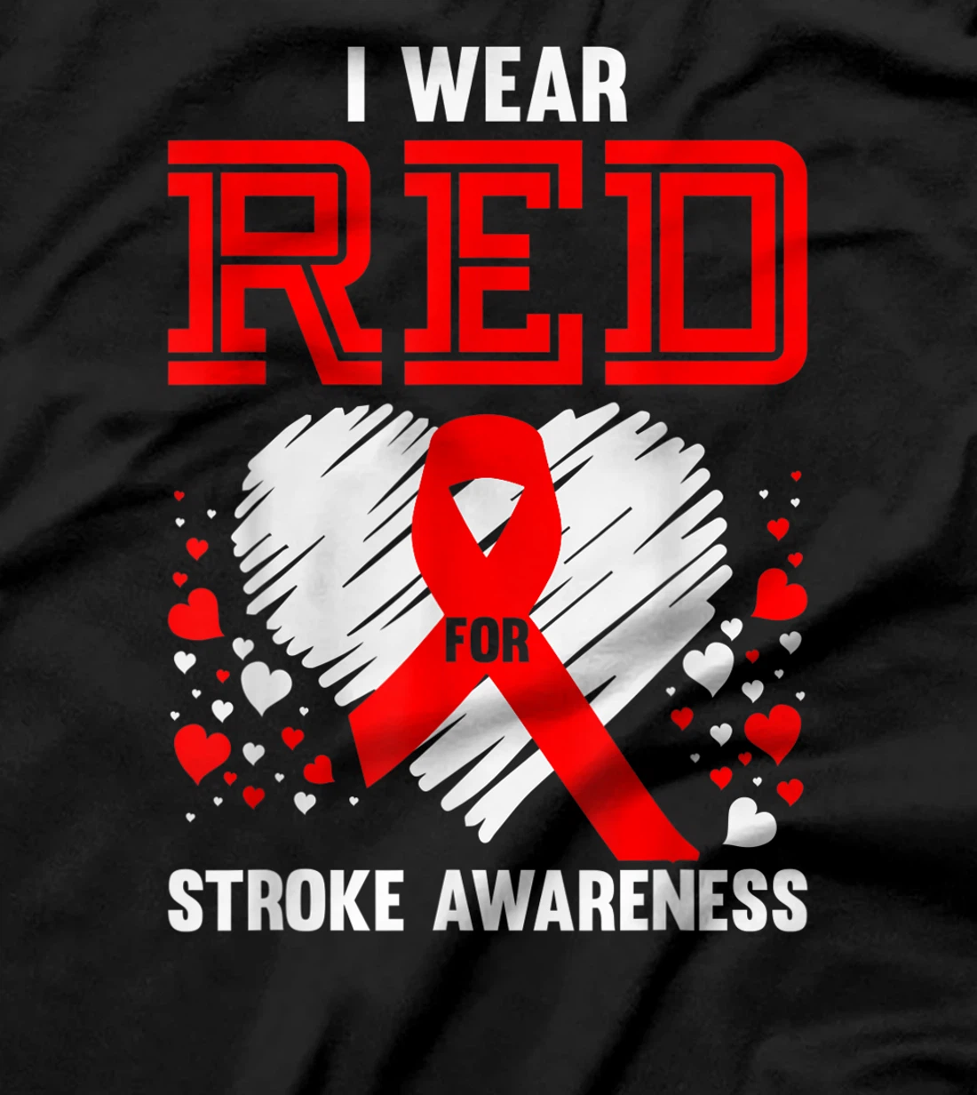 I Wear Red For Stroke Awareness Survivor Gift Brain Recovery T-Shirt