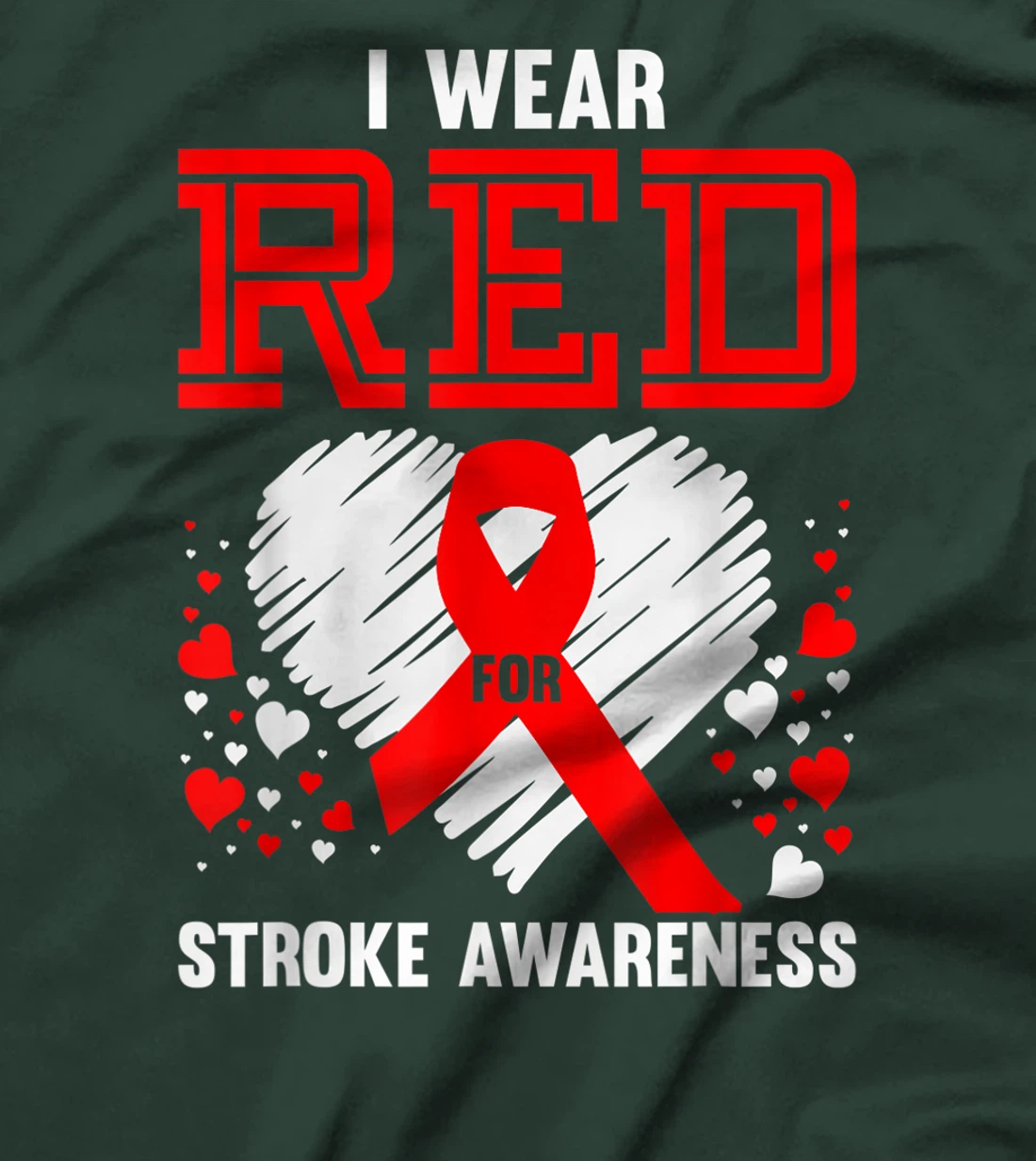 I Wear Red For Stroke Awareness Survivor Gift Brain Recovery T-Shirt