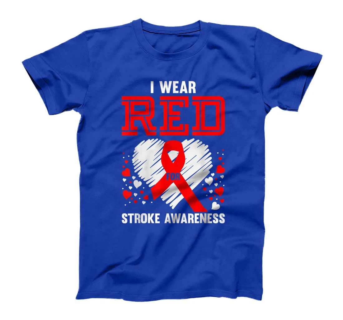 I Wear Red For Stroke Awareness Survivor Gift Brain Recovery T-Shirt