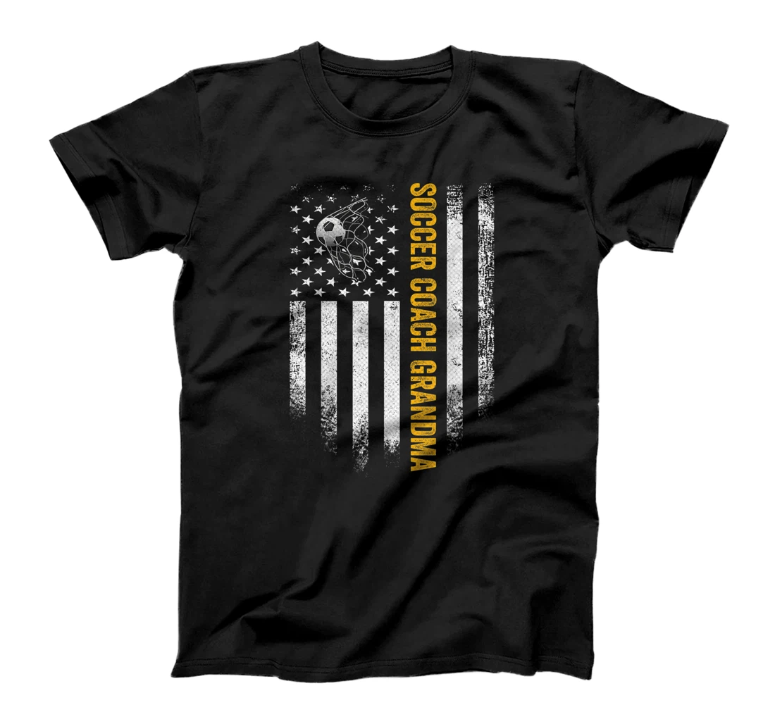 Vintage USA American Flag Proud Soccer Coach Grandma Funny T-Shirt