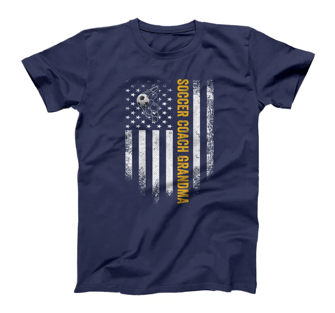 Vintage USA American Flag Proud Soccer Coach Grandma Funny T-Shirt