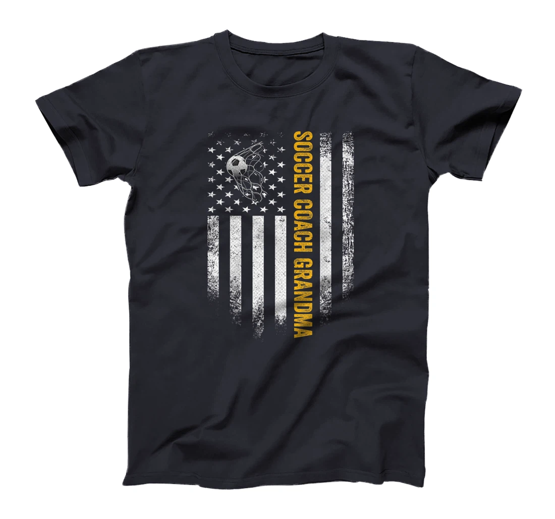 Vintage USA American Flag Proud Soccer Coach Grandma Funny T-Shirt