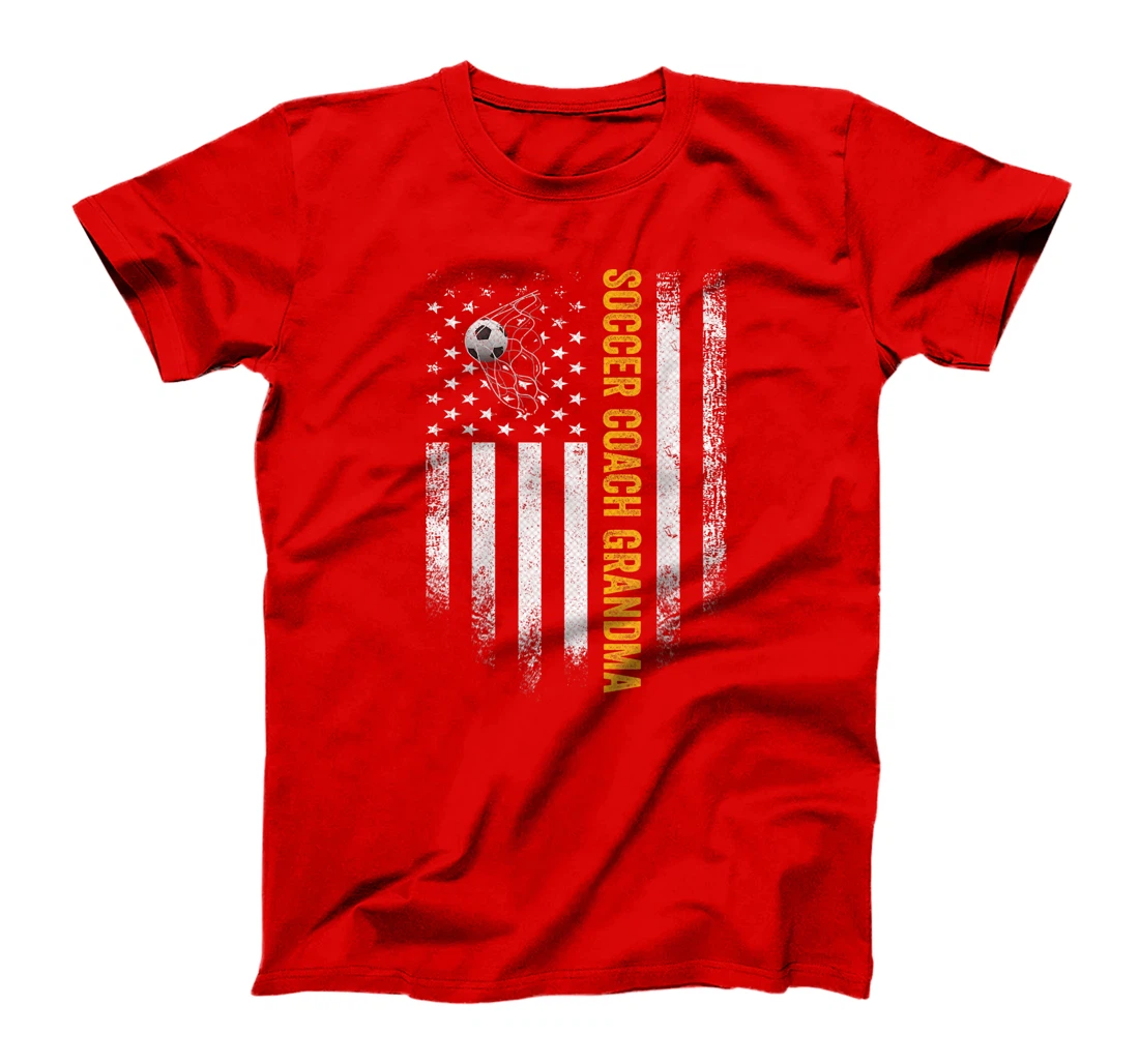 Vintage USA American Flag Proud Soccer Coach Grandma Funny T-Shirt